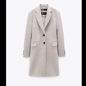 ZARA Manteco Taupe Beige Wool Blend Masculine Coat